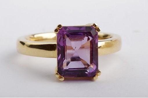 Ring Amethyst 3,5ct 9,9x7,8mm 18K 750 Gelbgold Ringgröße 52 16,6mm