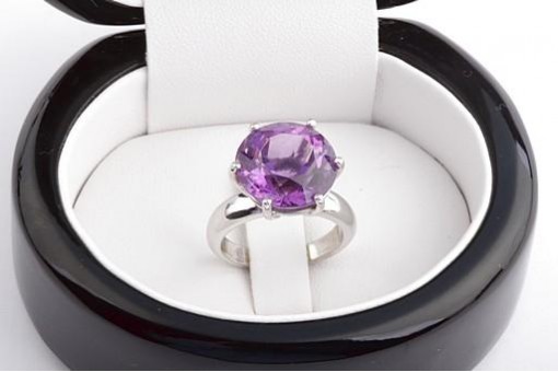 Ring Amethyst ca. 8,9ct Durchmesser 13,9mm 18K 750 Weißgold Ringgröße 52 16,6mm