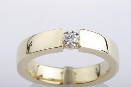 Brillant Diamant Solitär Spannring Ringe 0,21ct 585 14K Gelbgold 51 