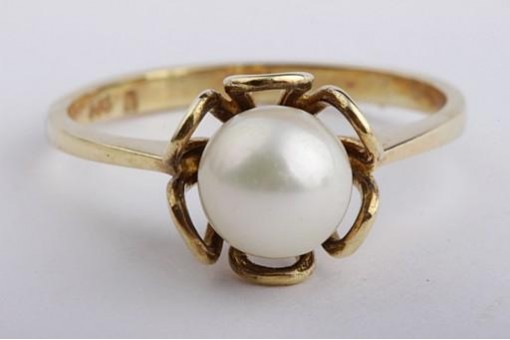Perlen Ring Akoya 585 14k Gelb Gold 56 Größe eldes! 