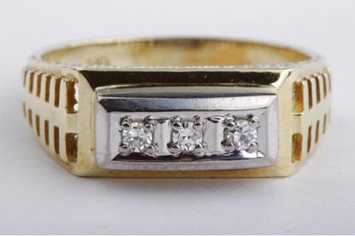 Diamant Ring 585 14k Gelb Gold 55 Größe bicolor edel! 