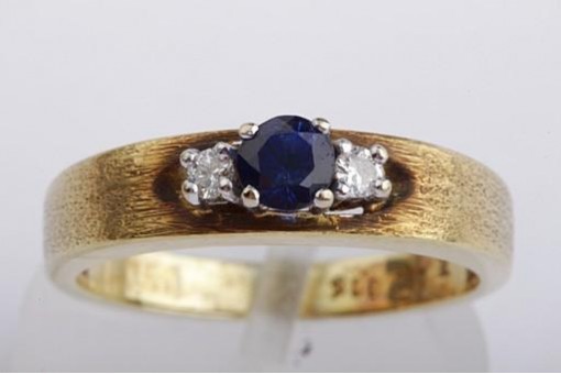 Saphir Safir Ring 585 14k Gelb Gold mit Brillanten 52 Größe top!