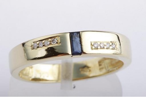 Saphir Safir Ring 585 14k Gelb Gold mit Brillanten 56 Größe Spannring