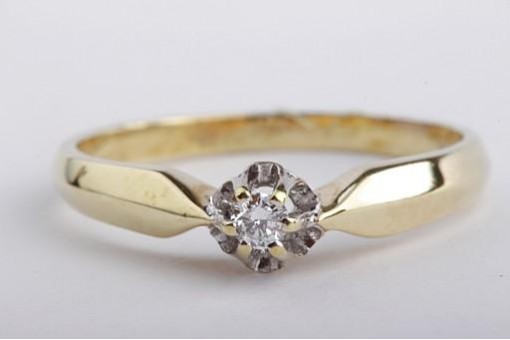 Brillant Ring 585 14k Gelb Gold 53 Größe bouquet solitär
