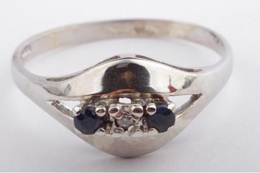 Saphir Brillant Diamant Ring 333 8 Karat Weiß gold Grösse 54