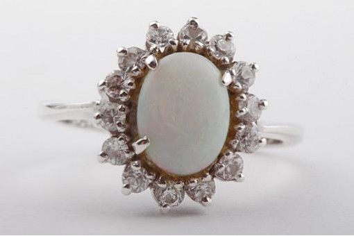 Opal Zirkonia Ring 925er Sterling Silber Ringgröße Grösse 51