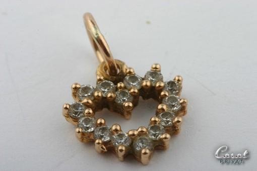 Herzanhänger 14kt. 585 Gelb gold 14 Zirkonia Herz top!