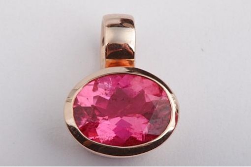 Anhänger Ovalform Rosegold 14k 585 Rosa Turmalin 1,65ct Top! 