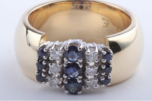 Saphir Diamant Brillant Ring 750 18kt Gelb gold Grösse 58