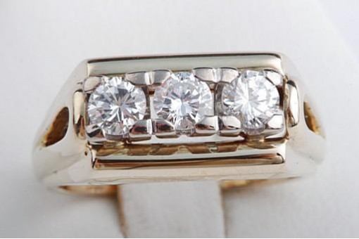Brillant Diamant Ring 3 Brillanten 0,69ct 585 14kt Gelb Gold 55 17,5mm Top!