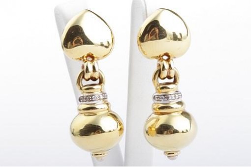 Gold Ohrringe hängend 750 Gelb gold 18 Karat Brillanten Länge 4 cm