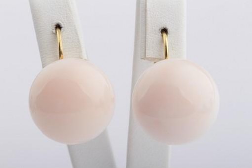 Korallen Ohrringe Durchmesser 17mm 750 18K Gelb gold Neu