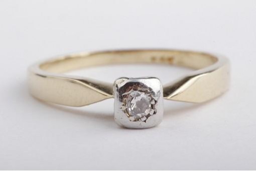 Brillant Diamant Solitär Ring 585 14K Gelb Gold 