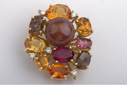 Anhänger Perle Citrin Topas Amethyst Brillanten Diamant 750 Gelbgold Neu!