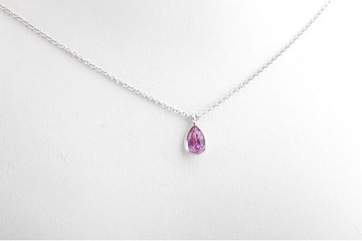 Anhänger Rosa Saphir Tropfen 0,66ct 750 Weiß Gold 18 Karat Neu!