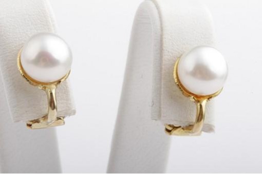 Süßwasser Perlen Clip Stecker Ohrringe in aus 333 Gelbgold 8 Kt