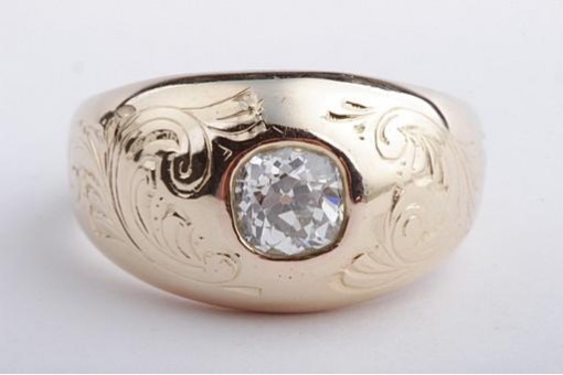 Diamant Ring Kissenschliff antik 585 14K Gelb Gold Gr. 54 Antik!