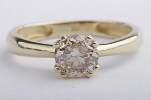 Brillant Diamant Ring 1ct Solitär Gelb Gold 14K 585 Größe 53,5