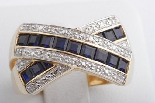 Diamant Brillant Ring 0,04ct mit Safir Spahir Gelb Gold 14k 585 