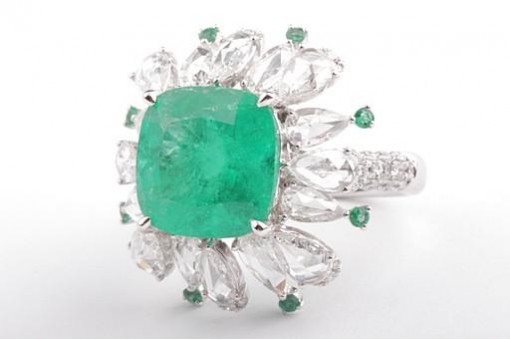 Smaragd Ring 7,38ct Kolumbien Diamanten 3,58ct 750 Weiß Gold IGI Expertise