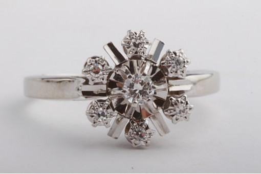 Brillant Diamant Ring 18k 750 Weiß Gold 0,24ct Top!