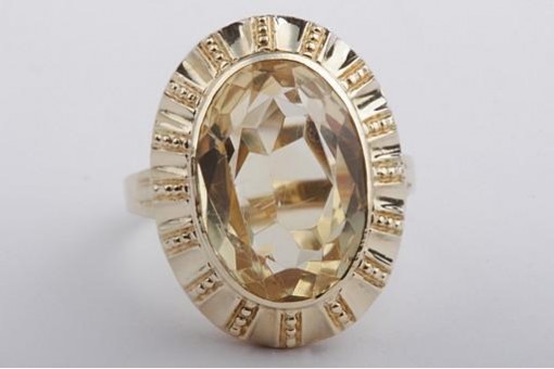 Ring Citrin 6,5ct 585 14K Gelb Gold Gr 55 Top!