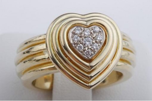 Herz Ring Brillanten Diamant 750 18K Gelb Gold sehr schwer Gr 56,5 Luxus!