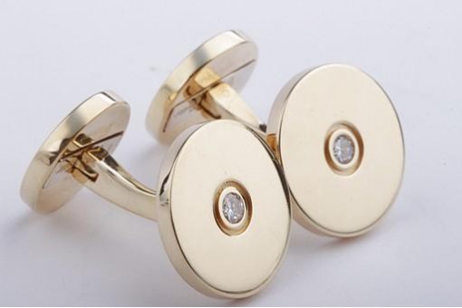 Diamant Manschettenknöpfe Cartier 750 18K Gelb Gold Cufflinks