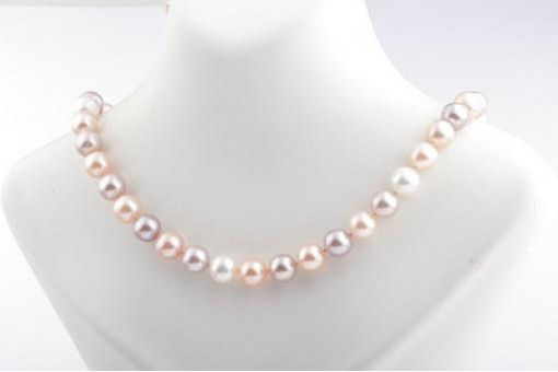 Perlenkette Akoya Perlen mehrfarbig mit 925 Silber Bajonettverschluss