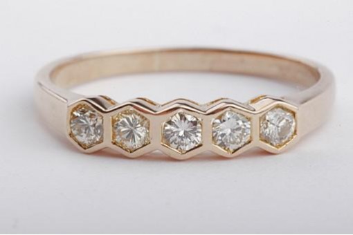 Ring Brillant Diamant 750 18K Gelb Gold Gr. 55 Top! 5 Brillanten Brilliant