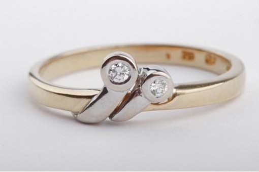 Brillant Diamant Ring 750 18k Gelb Gold Weiß Gold Bicolor Größe 56