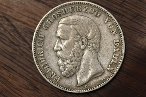 5 Mark 1876G Friedrich Großherzog von Baden J. 27F gutes vz.! sehr selten rr