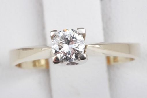 Solitär Brillant Diamant Ring 0,35ct Top Wesselton 585 14K Gelb Gold Gr.52 Neu!