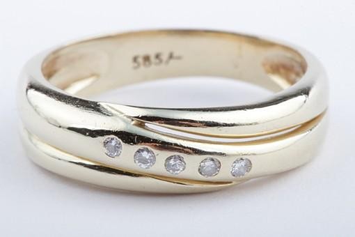 Brillant Diamant Ring 0,05ct 585 14K Gelb Gold Gr. 52 Top!