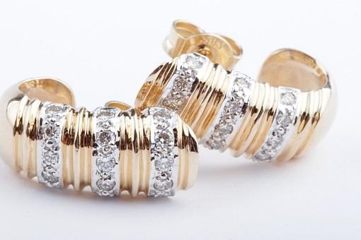 Brillant Diamant Ohrringe Ohrhänger 585 14K Bicolor Gold Top!