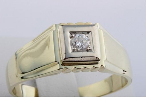 Herren Ring Brillant Diamant 585 14K Gelb Gold Gr. 71