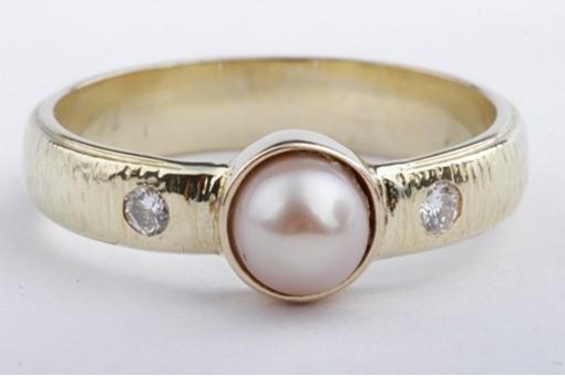 Perlen Brillant Diamant Ring 585 14K Gelbgold Gr. 54 Top Zustand!