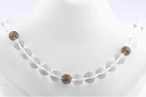 Bergkristall Rauchquarz Kette mit 925 Silber Magnetverschluss Länge 43cm Neu!