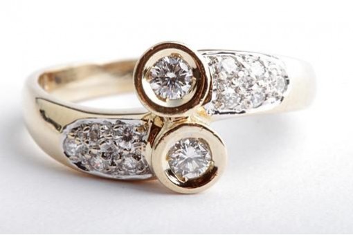 Toi et Moi Brillant Diamant Ring 585 14K Gelb Gold Gr. 54