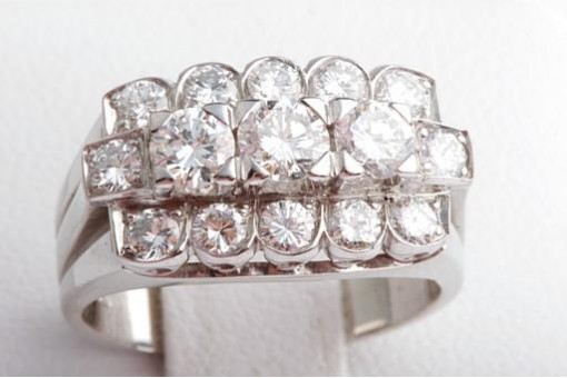 Brillant Diamant Ring 1,29ct 585 14K Weiß Gold Gr. 51 Luxus!