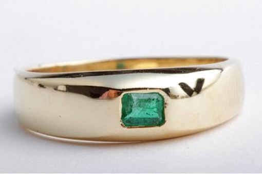 Smaragd Ring 0,15ct 750 18K Gelb Gold Gr. 55 Emerald