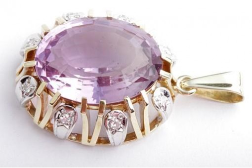 Amethyst Brillant Diamant 13,76ct Anhänger 585 14K Gelb Gold 