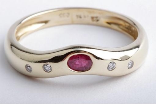 Rubin Brillant Diamant Ring 585 14K Gelb Gold Gr. 53