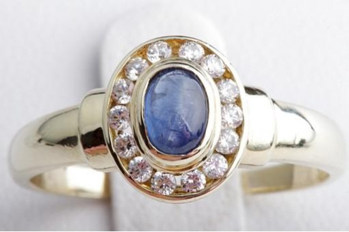 Cabochon Saphir Zirkonia Ring 333 8K Gelb Gold Gr. 59