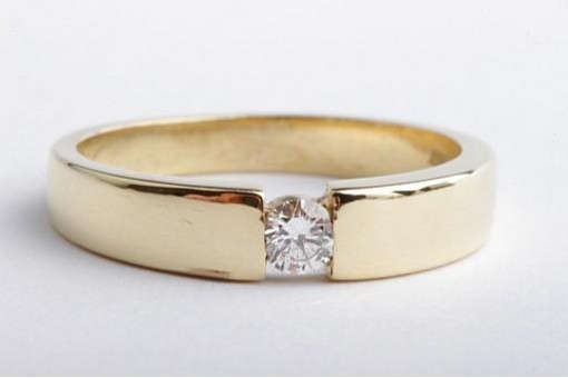 Solitär Brillant Diamant Spann Ring 750 18K Gelb Gold Gr. 46