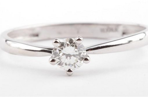 Feiner Brillant Ring 0,25ct Feines Weiß G Vsi 585 14K Weiß Gold Gr. 53 Neu!