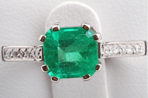 Smaragd Ring 2,05ct 0,24ct Brillanten Diamant 750 18K Weißgold Gr. 53 Neu!