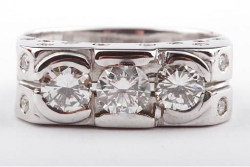 Dreier Brillant Diamant Ring 2,6ct 750 18k Weiß Gold Brillianten Gr 59 Edel!
