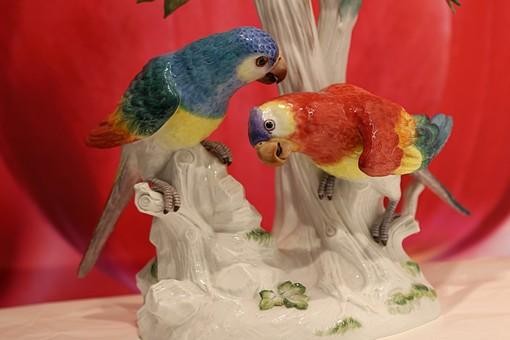 Meissen Figur Papageien mit Zitronenbaum Kändler Nr: 77116 NP: 11.000