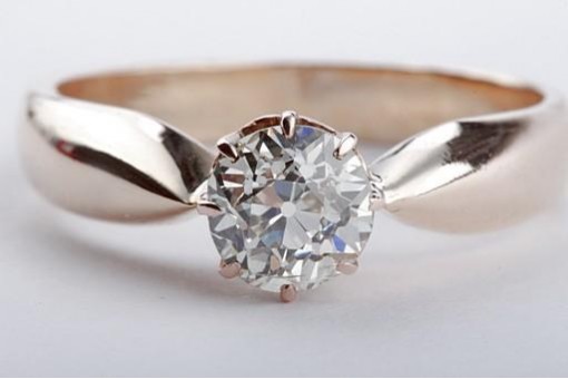 Diamant Solitär Ring 1ct antik Biedermeier 585 14Kt Gelb Gold Altschliff